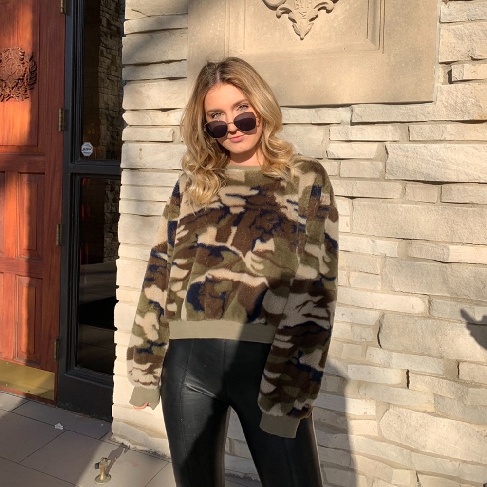 Fuzzy camo sweater